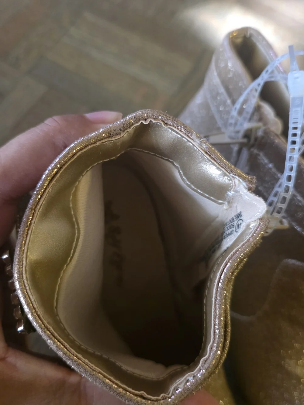 Self Esteem Glitter Ankle Boots in Champagne For Girl